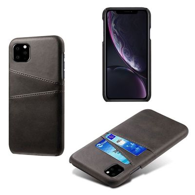 KSQ dobbelt kortspor vegansk læder belagt stødsikkert etui iPhone 11 Pro 5,8 tommer (2019) - Sort