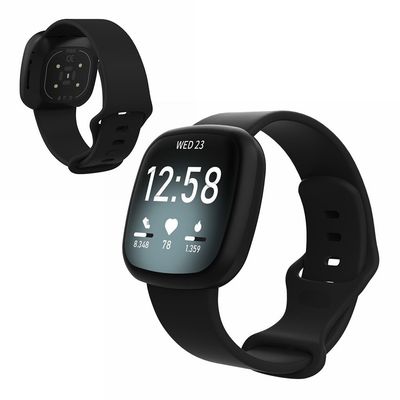 Fitbit Versa 3 / Sense silikon klockarmband - svart Size: S