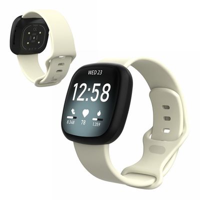 Fitbit Versa 3 / Sense silikone rem - Beige Størrelse: S