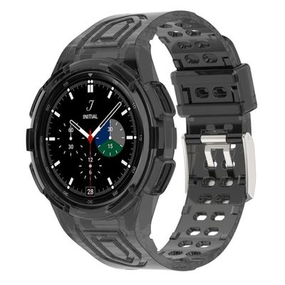 Samsung Galaxy Watch 4 Classic (46mm) integreret urrem og cover - Gennemsigtig Sort