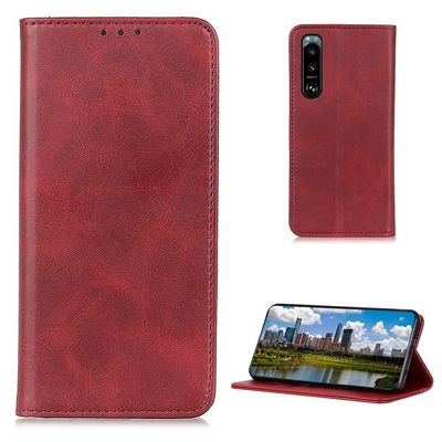 Wallet-style ægte Læder Flipcase til Sony Xperia 5 III - Rød