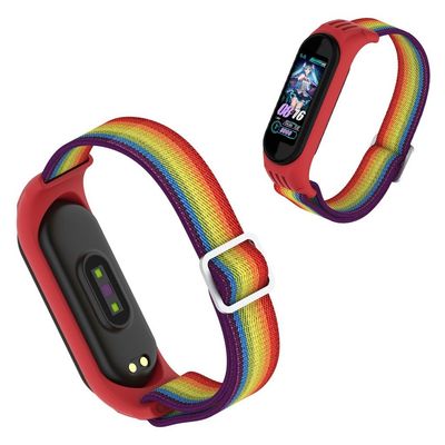Xiaomi Mi Smart Band 6 / 5 nylon urrem - Regnbue
