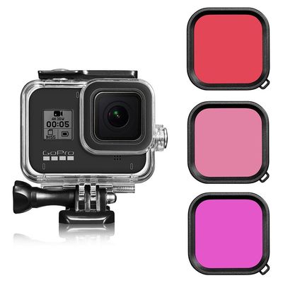 Gopro Hero 8 Svart Vanntett Etui Med Trippel Linse Filter