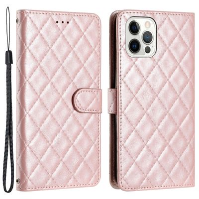 Funksjonelt rombe lommebokdeksel for iPhone 13 Pro Max - Rosa