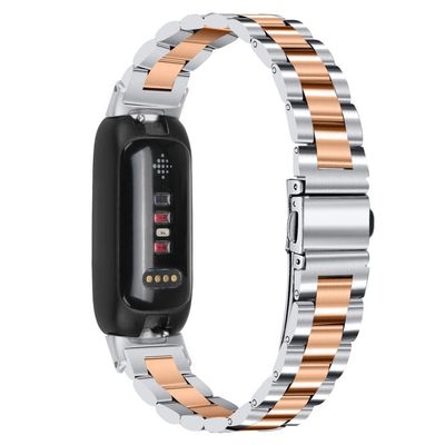 Fitbit Inspire 3 rem i rustfrit stål med perler - Sølv / Rødguld