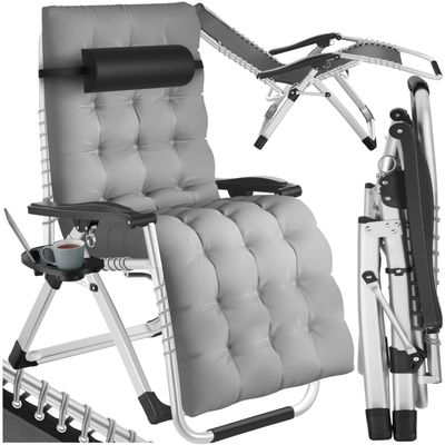 Hopfällbar solstol Cloud, steglöst justerbar - ljusgrå, per styck