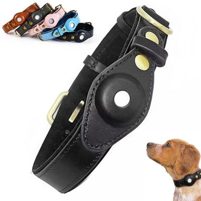 AirTag Hundehalsbånd - Halsbånd til hund - L (Svart)
