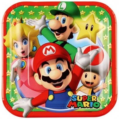 Super Mario Soppverden papirtallerkener 8 stk 18 cm