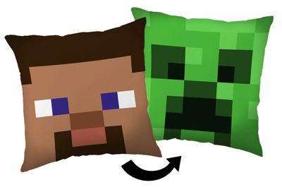 Minecraft Kudde med Steve & Creeper - 40x40 cm