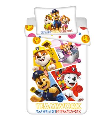 Paw Patrol Teamwork barnesengetøy dynetrekk 100×135 cm, 40×60 cm
