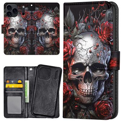 iPhone 17 Pro Max - Lommebok Deksel Skull Roses