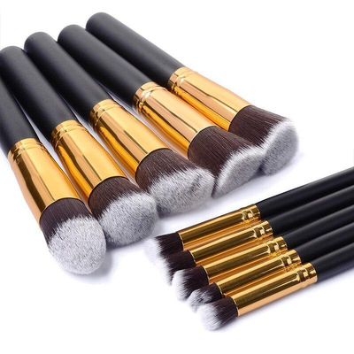 10-Pak - Makeupbørster Sæt - Makeupbørster - Black