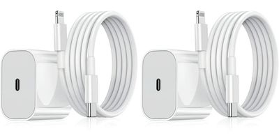 Lader til iPhone - Hurtiglader - Adapter + Kabel 20W USB-C - 2-Pack iPhone