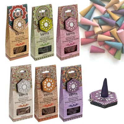 Røkelseskjegler med holder – 40-pak - Patchouli