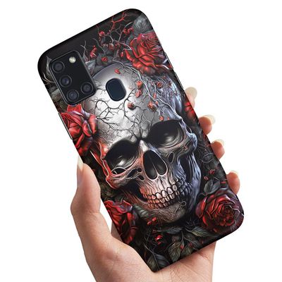 Deksel / Mobildeksel til Samsung Galaxy A21s - Skull Roses