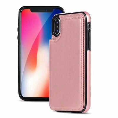 iPhone XS Max -iskunkestävä kotelo, 3-taskuinen Flippr Rose Gold -korttikotelo