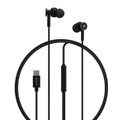 in-Ear USB-C høretelefoner til Samsung / iPhone 15, 16 og mobil med USB-C stik Sort