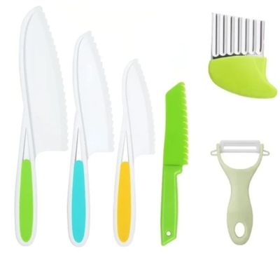 Barnebake kjøkken kjøkkenkniv kjøkkensett barnekjøkken kjøkkenutstyr barn 6-delt sett