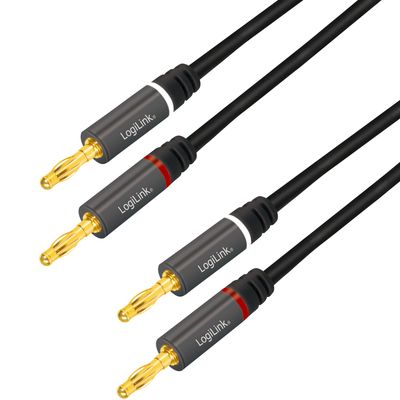 Højttalerkabel 2x2,5 mm² med bananstik Sort 3 meter