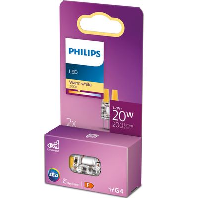 LED G4 1,7W (20W) 12V Micro 200lm Lämmin valkoinen 2 kpl