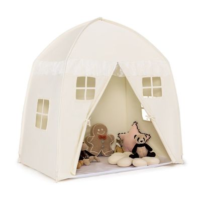 Barnetelt Stort prinsessetelt med bæreveske Antisklimatte Glidelås Beige