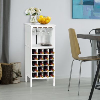 Vinstativ i tre for 20 flasker med glassoppheng 42 x 24,5 x 96 cm hvit
