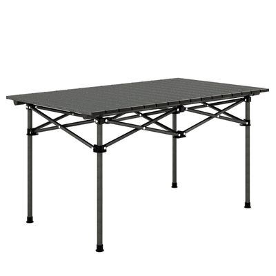 Campingbord i aluminium for 4-6 personer, sammenleggbart piknikbord med bæreveske, sort