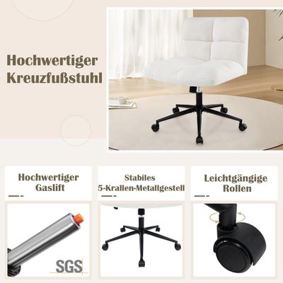 Kontorstol uten armlener, bredt sete, 160 kg kapasitet, beige