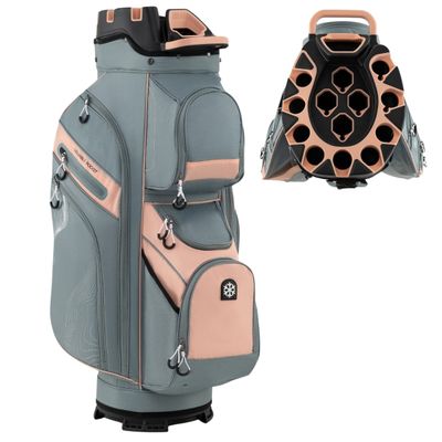 Golfvognbag, 14-veis skillelinje, 11 lommer, rosa