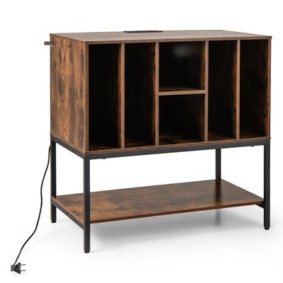 Pladespillerstativ med ladestation og vinylopbevaring