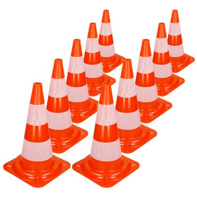 Set med 10 trafikkoner varningskoner trafikkoner 47 cm orange/vit