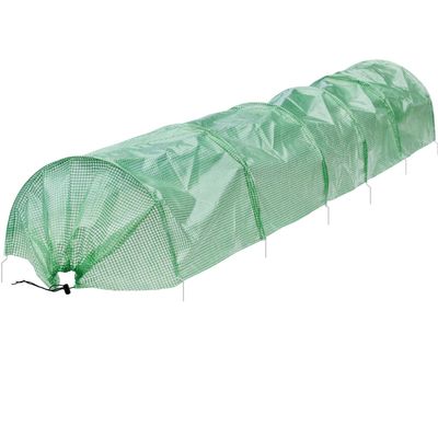 ECD-Germany polytunnel plante tunnel 300x55x35cm 3m Transparent / grøn PE mesh ark 135 g / m med 6 Corrugated ståltråd 2 mm diameter, film Greenhouse