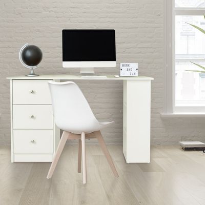 ML-Design vastaanotto 3 laatikkoa ja 3 varastointi hyllyt, varastointi, valkoinen, 120x49x72 cm, Tietokonepöytä toimistopöytä vastaanotto kannettavan