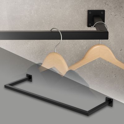 ML-Design Vaatetanko seinälle; T30cm x L90cm; Musta; ruostumaton teräs; U-muotoinen vaatetanko; seinäkiinnitys; vaateteline; sisältää