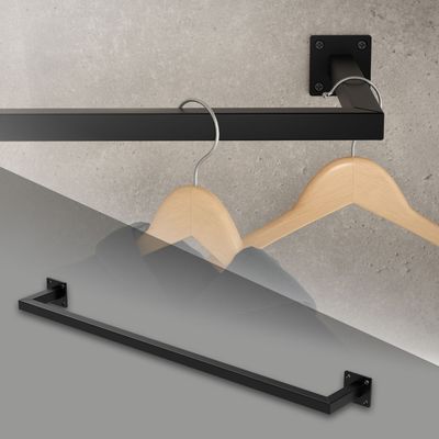 ML-Design Vaatetanko seinälle; T12cm x L90cm; Musta; ruostumaton teräs; U-muotoinen vaatetanko; seinäkiinnitys; vaateteline; sisältää