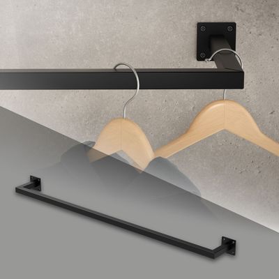ML-Design Vaatetanko seinälle; T12cm x L110cm; Musta; ruostumaton teräs; U-muotoinen vaatetanko; seinäkiinnitys; vaateteline; sisältää