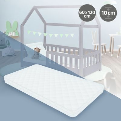 ML-Design Børnemadras 60 x 120 x 10 cm; Testet for skadelige stoffer; Øko-Tex 100 certificeret; Babymadras Juniormadras med lynlås og vaskbart
