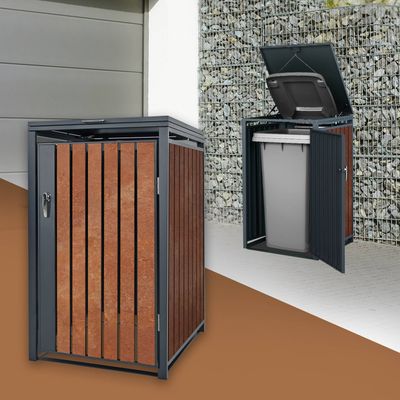 ML-Design Affaldsbeholderboks til 1 beholder; 240L; 68x80x116;3 cm; Antracit-rustoptik; Stål/Cortenstål; Låsbar affaldsbeholderbeklædning med