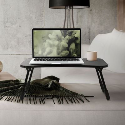 ML-Design Kannettavan tietokonepöytä sänkyyn/sohvalle; musta 60x40 cm; taitettava sänkypöytä; kannettavan tietokoneen pöytä 4 USB-latausliitännällä;