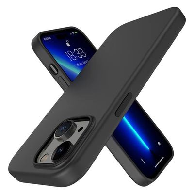 iPhone 14 Plus Etui Flydende Silikone - Sort