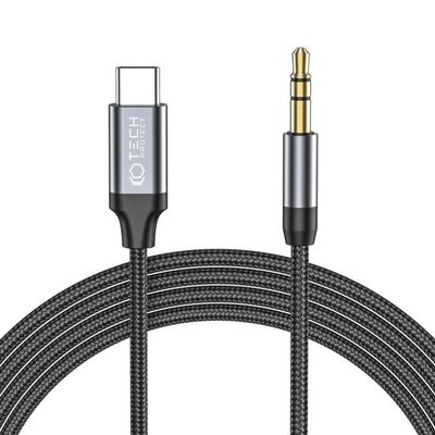Tech-Protect USB-C Til Aux Mini (3,5 mm) Kabel 120 cm Sort
