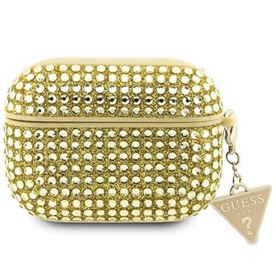 Guess AirPods Pro 2 Skal Rhinestone Triangle Charm - Guld