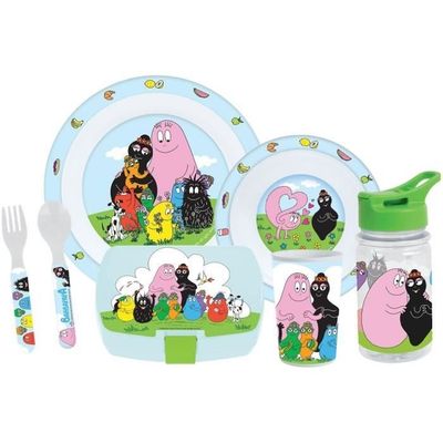 Servisset - FUN HOUSE - BARBAPAPA - Glas, tallrik Ø22 cm och Ø16 cm, bestick, vattenflaska och snackslåda