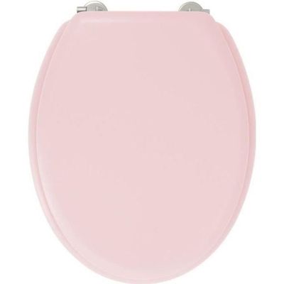 GELCO DESIGN Dolce Toalettsits - Gångjärn i rostfritt stål - Formgjutet trä - Kristallrosa