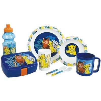 Disney Lejonkungen Servisset - FUN HOUSE - 006360 - Glas, Sopptallrik, Mattallrik, Mugg, Vattenflaska, Snackslåda Bestick