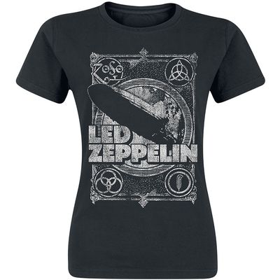 Led Zeppelin Ladies T-Shirt: Vintage Print LZ1 (Small)