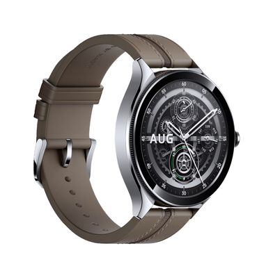 Xiaomi Watch 2 Pro - Bluetooth® Sølvfarget urkasse med brunt skinnreim