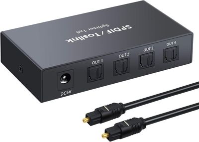 NÖRDIC Optical S/PDIF Toslink 1 til 4 splitter 192kHz
