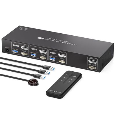 NÖRDIC KVM-kytkin 3/2 8K60Hz DP 1.4 HDMI 2.0 KVM USB 3.0
