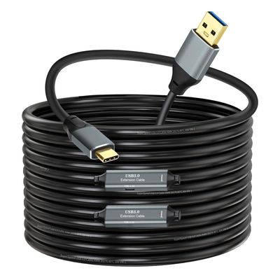NÖRDIC 15m Aktiivinen USB 3.0 A–C Kaapeli, 5Gbps Super Speed USB-kaapeli Yhteensopiva VR:n, Kameran, Telakointiaseman ja muun kanssa